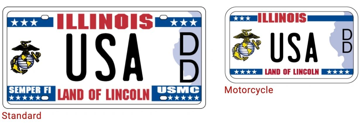 Illinois Marine Corps license plates - Standard and Motorcycle
